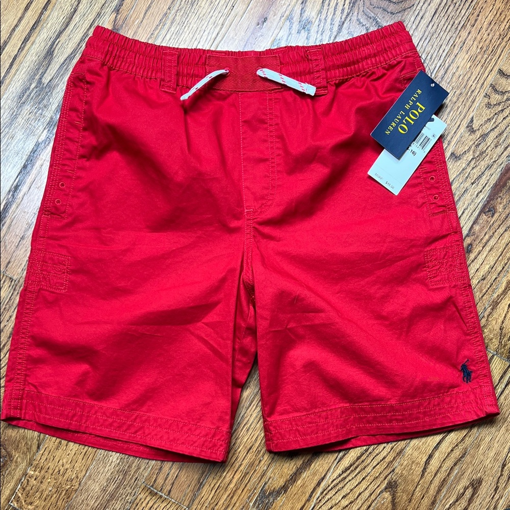 Polo Ralph Lauren Boys Red Cotton Chino Drawstring Shorts | Size L | NWT